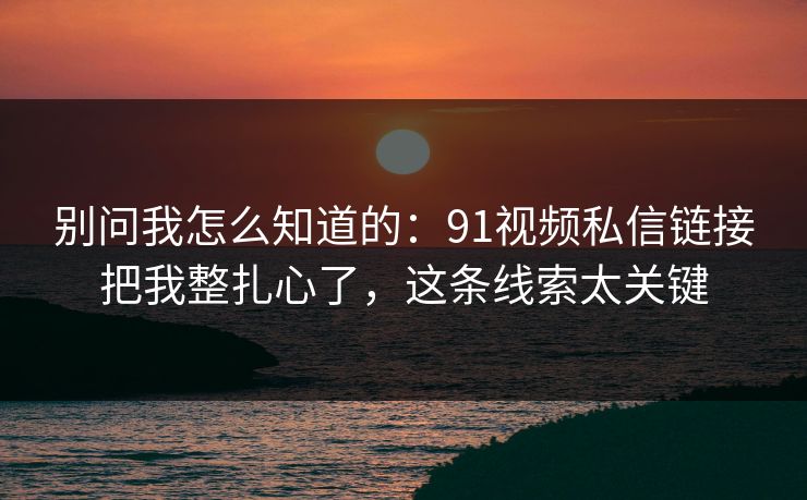 别问我怎么知道的：91视频私信链接把我整扎心了，这条线索太关键