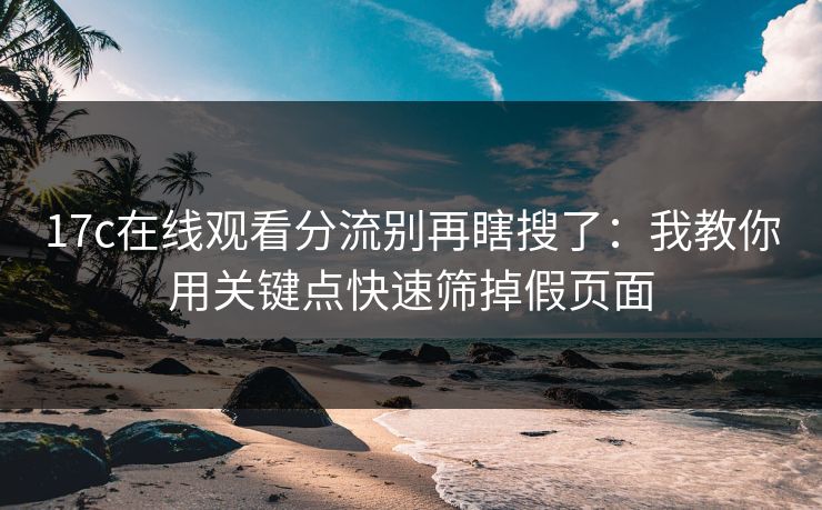 17c在线观看分流别再瞎搜了：我教你用关键点快速筛掉假页面
