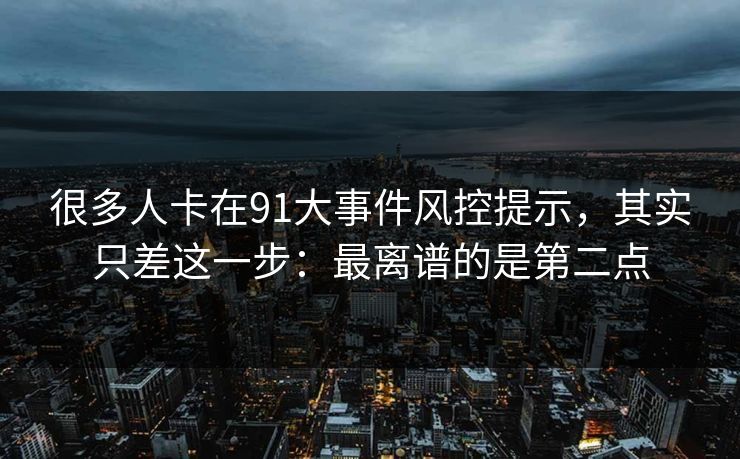 很多人卡在91大事件风控提示，其实只差这一步：最离谱的是第二点